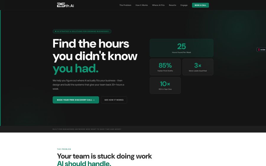 25th.AI website homepage