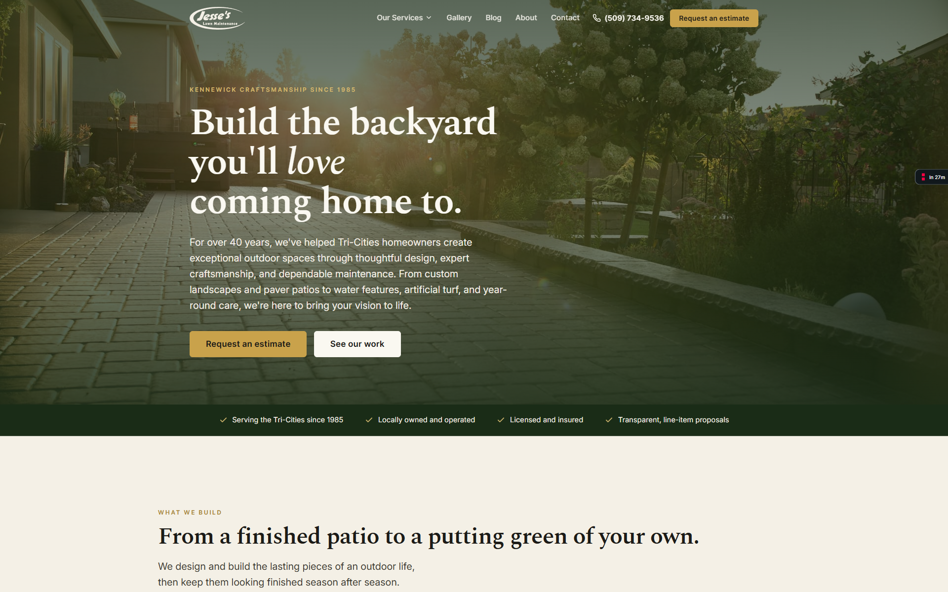 Jesse's Lawn Maintenance website homepage